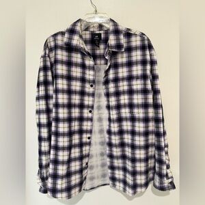 H&M Lavender, Black & Cream Plaid Oversized Button-Up